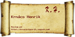 Krnács Henrik névjegykártya