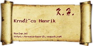 Krnács Henrik névjegykártya